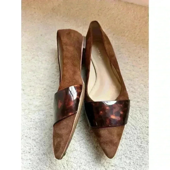 J. McLaughlin Mallory Suede Flat Brown with Tortoise Trim Size 9.5 - Picture 2 of 7
